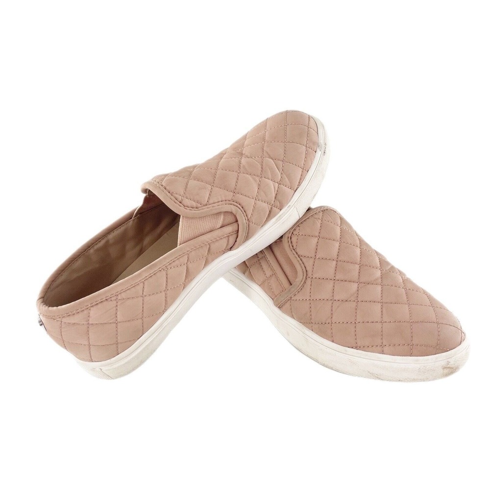 Steve Madden 7.5 Blush Pink Quilted Leather Slip On Sneaker Shoes Comfortable